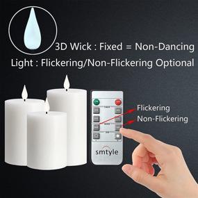 img 2 attached to Enhance Your Fireplace Decor with Smtyle White Flameless Candles - Set of 3 Pillar LED Flickering Candles operated by Remote Control