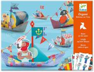 🚢 unleash creativity with djeco floating boats origami paper craft kit – level 3 blue green logo