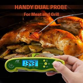 img 2 attached to Grilling and Smoking Meat Thermometer - Instant Read Digital Thermometer for Cooking, Roasting - Oven Safe, Dual Probe - Back Light, Alarm - Food Thermometer