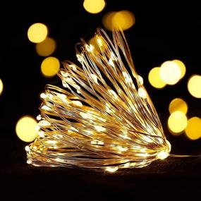 img 3 attached to 🌟 Enhance Your Decor with 2 Set Fairy Lights Battery Operated - 33FT, 100 LED Copper Wire String Lights with Remote Control Timer 8 Modes - Waterproof Twinkle Lights for Garden, Party, Indoor, and Outdoor (Warm White)