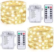 🌟 enhance your decor with 2 set fairy lights battery operated - 33ft, 100 led copper wire string lights with remote control timer 8 modes - waterproof twinkle lights for garden, party, indoor, and outdoor (warm white) логотип