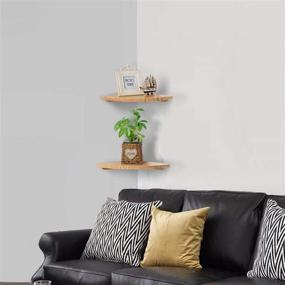 img 3 attached to 📚 Jorikchuo 12 inch Corner Wall Shelf Set: Stylish, Solid Wood Floating Shelves for Bedroom, Bathroom, Living Room, and Kitchen