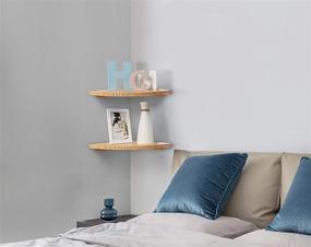 img 2 attached to 📚 Jorikchuo 12 inch Corner Wall Shelf Set: Stylish, Solid Wood Floating Shelves for Bedroom, Bathroom, Living Room, and Kitchen