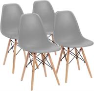 🛋️ furmax pre assembled mid century modern dsw shell lounge chairs - set of 4, grey: perfect for kitchen, dining, bedroom, and living room логотип