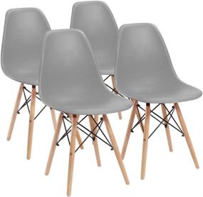 img 4 attached to 🛋️ Furmax Pre Assembled Mid Century Modern DSW Shell Lounge Chairs - Set of 4, Grey: Perfect for Kitchen, Dining, Bedroom, and Living Room