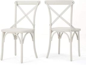 img 4 attached to 🪑 Shiloh Farmhouse Plastic Nylon Dining Chairs by Christopher Knight Home - 2-Pcs Set in French White