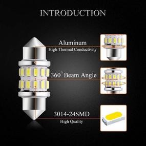 img 2 attached to Улучшите автомобильное освещение с лампочками EverBrightt 4-Pack Cool White 31MM 3014 24SMD LED Festoon Light Lamp.