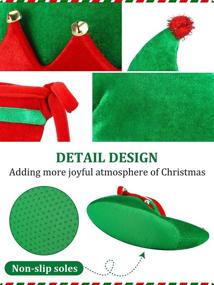 img 1 attached to 🧝 SATINIOR Christmas Santa Elf Shoes and Hat Costume Set (21 cm/8 Inch) - Festive Red and Green Accessory for Christmas