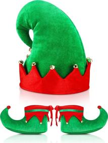 img 4 attached to 🧝 SATINIOR Christmas Santa Elf Shoes and Hat Costume Set (21 cm/8 Inch) - Festive Red and Green Accessory for Christmas