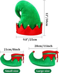 img 3 attached to 🧝 SATINIOR Christmas Santa Elf Shoes and Hat Costume Set (21 cm/8 Inch) - Festive Red and Green Accessory for Christmas