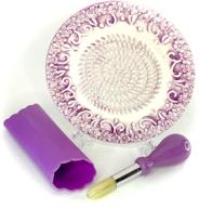 🧄 boncera all-in-one 4pcs prime ceramic garlic grater set - handcrafted, purple emboss grater plate with garlic peeler, gathering brush, display stand - perfect for grating turmeric, ginger, and more logo