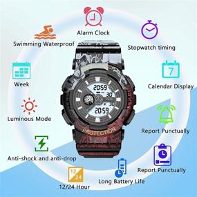 img 3 attached to 🌈 Outdoor Waterproof Digital Sport Watches for Boys Girls with Alarm Stopwatch – Colorful Kids Wrist Watch for Ages 5-17