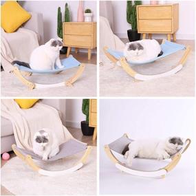 img 3 attached to Ultimate Comfort Zone: LisLtant Hanging Cat Bed - Cozy Rocking Chair Swaying Cat Hammock for Indoor Cats and Kittens