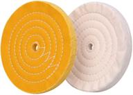 🪚 2 pcs bench grinder polishing wheels: 8 inch white (70 ply) & yellow (42 ply) buffing wheels for buffer polisher with 5/8 inch arbor hole logo