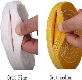 img 1 attached to 🪚 2 PCS Bench Grinder Polishing Wheels: 8 inch White (70 Ply) & Yellow (42 Ply) Buffing Wheels for Buffer Polisher with 5/8 Inch Arbor Hole