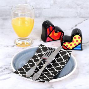 img 2 attached to Romero Britto Heart Salt & ❤️ Pepper Shakers - Adorable Salt & Pepper Shakers