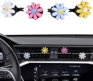 🌈 mini-factory car interior decoration, adorable colorful bow, rainbow, flowers car charm air vent accessories - ideal for girls &amp; women (daisies - set of 4) logo
