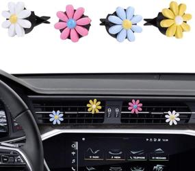 img 3 attached to 🌈 MINI-FACTORY Car Interior Decoration, Adorable Colorful Bow, Rainbow, Flowers Car Charm Air Vent Accessories - Ideal for Girls &amp; Women (Daisies - Set of 4)