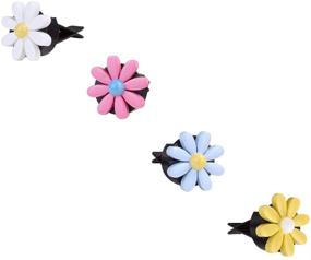 img 1 attached to 🌈 MINI-FACTORY Car Interior Decoration, Adorable Colorful Bow, Rainbow, Flowers Car Charm Air Vent Accessories - Ideal for Girls &amp; Women (Daisies - Set of 4)