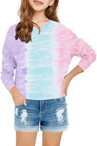 img 2 attached to 🌀 Utyful Girls Kids Adorable Tie Dye Print Long Sleeve Sweatshirt Pullover Tee Tops