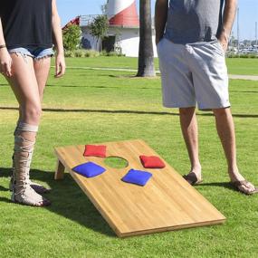 img 2 attached to 🎯 GoSports Bamboo Cornhole Toss Game Set - Ultimate Outdoor Fun with Bean Bags and Carrying Case - Regulation or Tailgate Size Boards