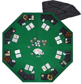 img 3 attached to 🃏 48-Inch Foldable Poker Table Top with 8-Player Casino Texas Hold'em Layout - Portable Anti-Slip Blackjack Poker Table Top, Ideal for Family Games and Casino Gambling, Includes Carrying Bag