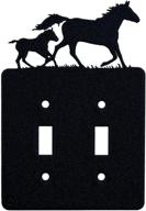 innovative fabricators, inc. mare & foal double 🐴 toggle horse light switch wall plate (double toggle, black) logo