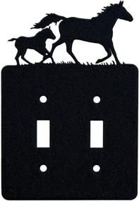 img 2 attached to Innovative Fabricators, Inc. Mare & Foal Double 🐴 Toggle Horse Light Switch Wall Plate (Double Toggle, Black)