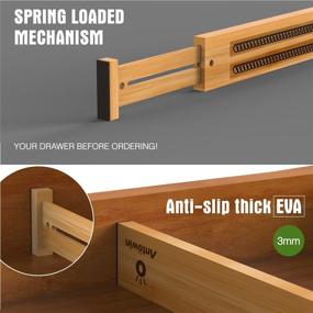 img 3 attached to 🗄️ ANTOWIN Bamboo Drawer Dividers Organizers: Adjustable Spring-loaded Splitter for Large Utensils, Clothes, and Tools Drawers (17-22 inches Long)