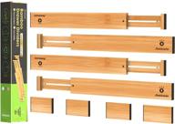 🗄️ antowin bamboo drawer dividers organizers: adjustable spring-loaded splitter for large utensils, clothes, and tools drawers (17-22 inches long) логотип