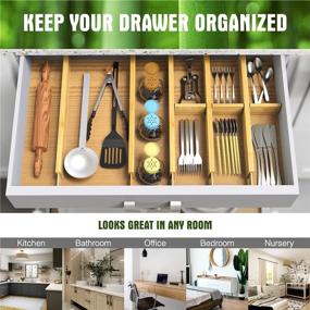 img 2 attached to 🗄️ ANTOWIN Bamboo Drawer Dividers Organizers: Adjustable Spring-loaded Splitter for Large Utensils, Clothes, and Tools Drawers (17-22 inches Long)