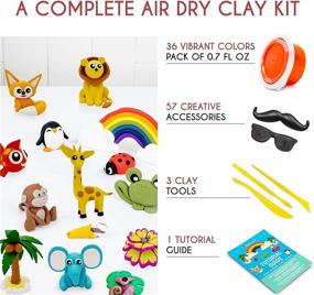 img 3 attached to 🎨 Ultimate 97-in-1 Air Dry Clay Kit for Kids and Adults - 36 Colors of Soft, Non-Toxic Modeling Clay with 57 Molding Accessories and 3-Piece Tool Set