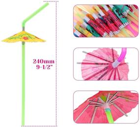 img 2 attached to Paxcoo 100pcs Umbrella Straws: Vibrant Hawaiian Luau Party Decorations for Drinks!