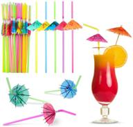 paxcoo 100pcs umbrella straws: vibrant hawaiian luau party decorations for drinks! logo