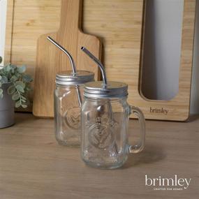 img 2 attached to 🍹 Mason Jar Glass Mugs with Handles and Metal Straws, Set of 4 - Brimley 16oz Drinking Glasses