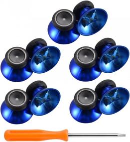 img 4 attached to 🎮 Enhance Your Xbox Gaming Experience with eXtremeRate 10 pcs Rubberized Chrome Thumbsticks and Buttons Replacement Parts for Xbox One Controllers (Blue)