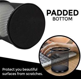 img 3 attached to 🖊️ Jackson Flag Company Akmy Mesh Pencil Holder Set - Metal Pen Organizers with Round Padded Base for Desk Office - 3 Pack, Black