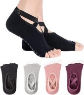 non slip toeless half toe yoga socks for women and girls - ideal for ballet, pilates, barre, and dance - 4 pairs logo