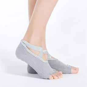 img 2 attached to Non Slip Toeless Half Toe Yoga Socks for Women and Girls - Ideal for Ballet, Pilates, Barre, and Dance - 4 Pairs