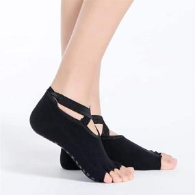 img 3 attached to Non Slip Toeless Half Toe Yoga Socks for Women and Girls - Ideal for Ballet, Pilates, Barre, and Dance - 4 Pairs