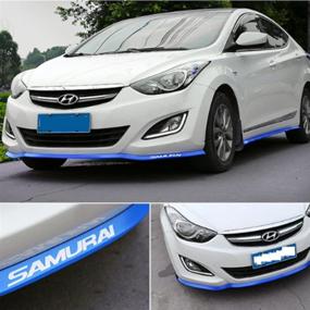 img 2 attached to 🔵 Universal Front Bumper Lip Kit Blue Soft Rubber Car Spoiler - Cool·Car Chin Splitter Side Skirt Roof Spoiler, 2.5 Meters Length in Pure Blue