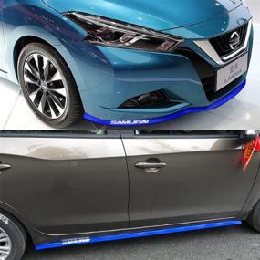 img 1 attached to 🔵 Universal Front Bumper Lip Kit Blue Soft Rubber Car Spoiler - Cool·Car Chin Splitter Side Skirt Roof Spoiler, 2.5 Meters Length in Pure Blue