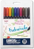 🖌️ набор кистевых ручек tombow fudenosuke - жесткий наконечник - 10 ярких цветов (ws-bh10c) логотип