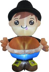 img 1 attached to 🎃 GOOSH 6 FT Height Thanksgiving Inflatables - Boy Holding a Pumpkin Pie, Blow Up Yard Decoration on Clearance with LED Lights for Holiday, Party, Yard, and Garden