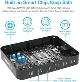 img 1 attached to 🔌 СТАНЦИЯ ЗАРЯДКИ SEVENKA 81W 6-портовая с поддержкой PD через USB-C: Быстрое многопортовое зарядное устройство с 3 PD 20W USB-C зарядкой и 6 смешанными короткими кабелями.