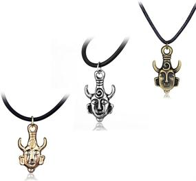 img 2 attached to Supernatural Merchandise: 3-Pack Dean Winchester Mask, Amulet, and Double-Faced Pendant Necklace with Black Leather Chain