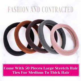 img 3 attached to 💇 Anezus 50 Pcs Thick Black Hair Ties: Ideal Bulk Hair Elastics for Thick, Heavy, and Curly Hair - Large Stretch Hair Bands and Ponytail Holders in Neutral Colors