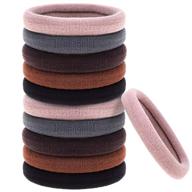 💇 anezus 50 pcs thick black hair ties: ideal bulk hair elastics for thick, heavy, and curly hair - large stretch hair bands and ponytail holders in neutral colors logo