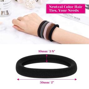 img 1 attached to 💇 Anezus 50 Pcs Thick Black Hair Ties: Ideal Bulk Hair Elastics for Thick, Heavy, and Curly Hair - Large Stretch Hair Bands and Ponytail Holders in Neutral Colors