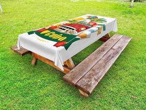 img 2 attached to 🍹 Lunarable Havana Outdoor Tablecloth: Realistic Exotic Cuba Attraction & Sights, Nostalgic Car & Cocktail Design, Decorative Washable Picnic Table Cloth (58" X 84"), Ruby